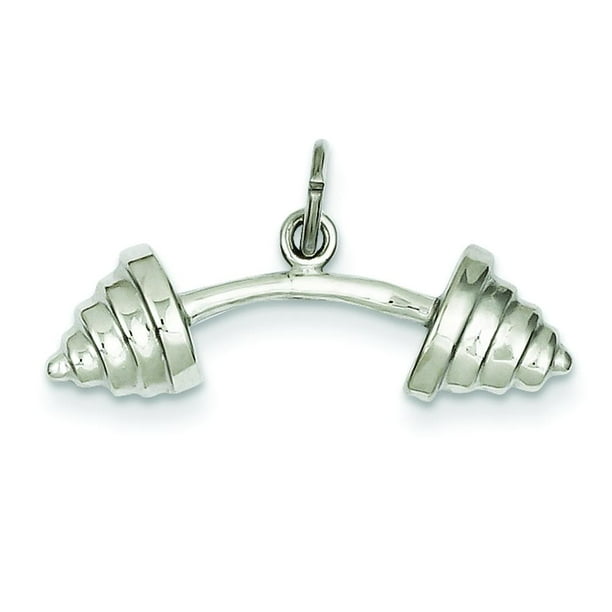 14K White Gold Barbell Charm Pendant 0.55 in x 1.06 in 14K White Gold Barbell Charm Pendant 0.55 in x 1.06 in